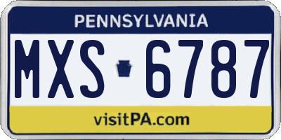 PA license plate MXS6787