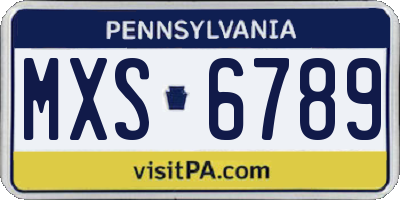 PA license plate MXS6789