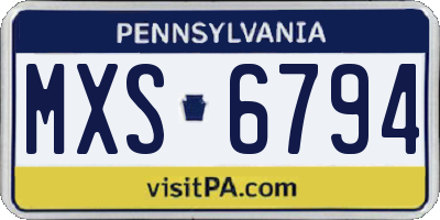 PA license plate MXS6794