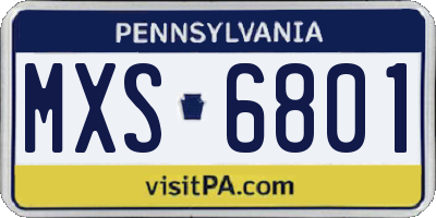 PA license plate MXS6801