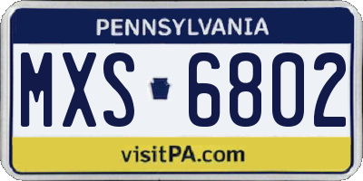 PA license plate MXS6802