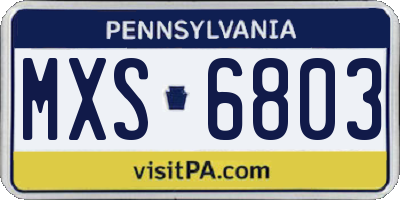 PA license plate MXS6803