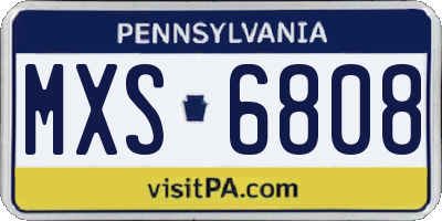 PA license plate MXS6808