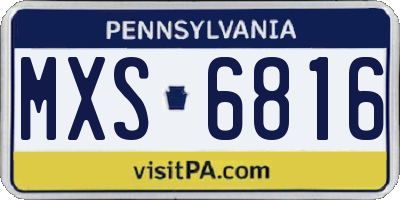 PA license plate MXS6816