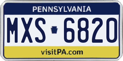 PA license plate MXS6820