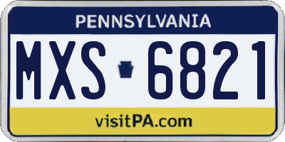 PA license plate MXS6821