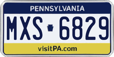 PA license plate MXS6829