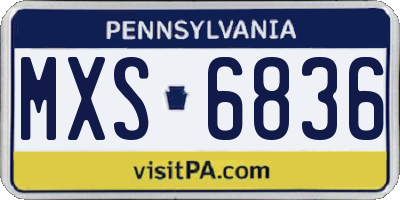 PA license plate MXS6836