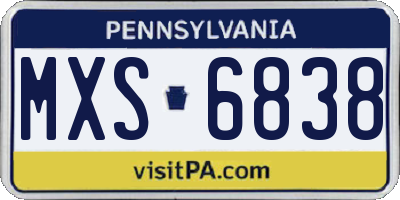 PA license plate MXS6838