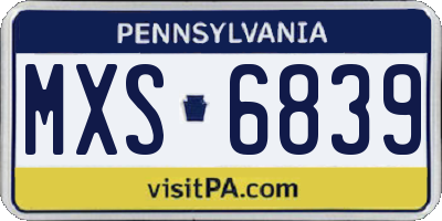 PA license plate MXS6839
