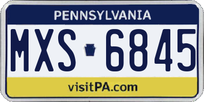 PA license plate MXS6845