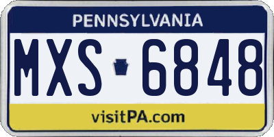 PA license plate MXS6848