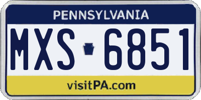PA license plate MXS6851