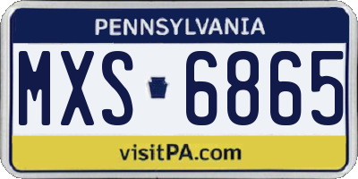 PA license plate MXS6865