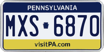 PA license plate MXS6870