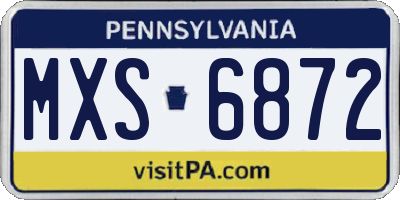 PA license plate MXS6872