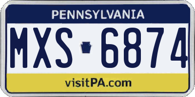 PA license plate MXS6874