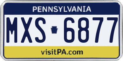 PA license plate MXS6877