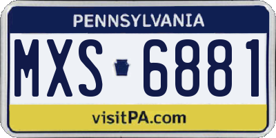 PA license plate MXS6881