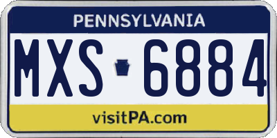 PA license plate MXS6884