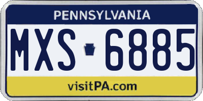 PA license plate MXS6885
