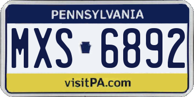 PA license plate MXS6892