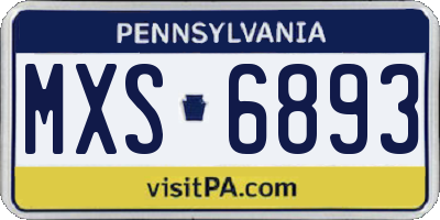 PA license plate MXS6893
