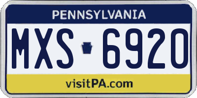 PA license plate MXS6920
