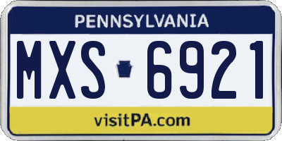 PA license plate MXS6921