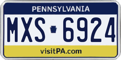 PA license plate MXS6924