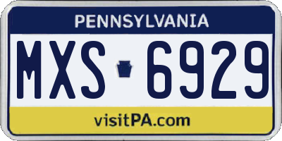 PA license plate MXS6929