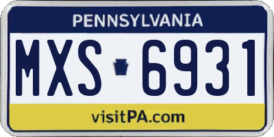 PA license plate MXS6931