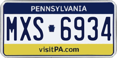 PA license plate MXS6934