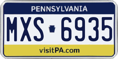 PA license plate MXS6935