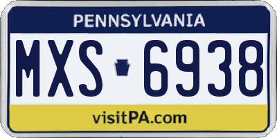 PA license plate MXS6938