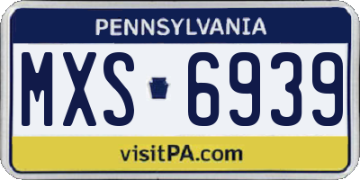 PA license plate MXS6939