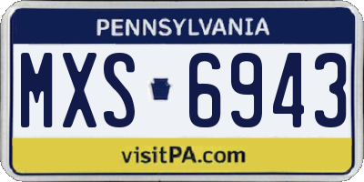 PA license plate MXS6943