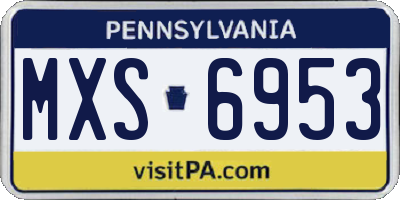 PA license plate MXS6953