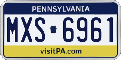 PA license plate MXS6961
