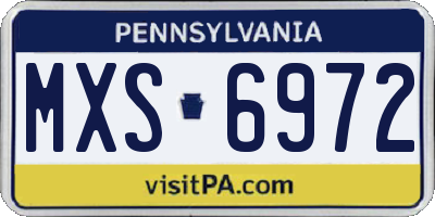 PA license plate MXS6972