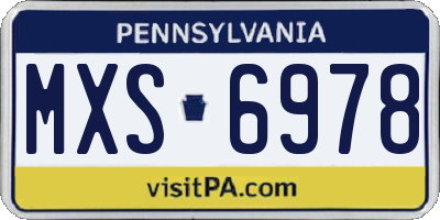 PA license plate MXS6978