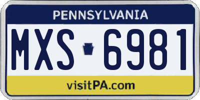 PA license plate MXS6981