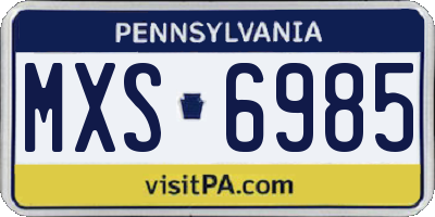 PA license plate MXS6985