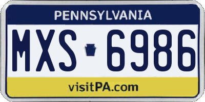 PA license plate MXS6986