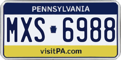 PA license plate MXS6988