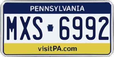 PA license plate MXS6992