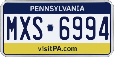 PA license plate MXS6994