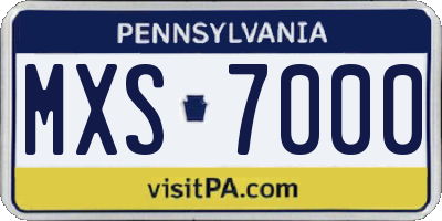 PA license plate MXS7000