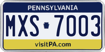 PA license plate MXS7003