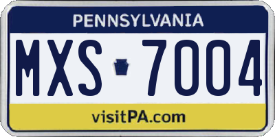 PA license plate MXS7004